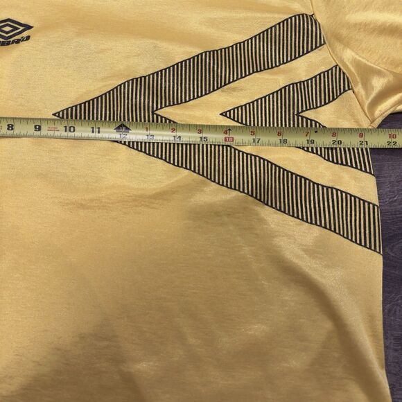Vintage Umbro Soccer Jersey Football Shirt Sz XL Yellow 80s Made In USA #12 - Picture 6 of 10